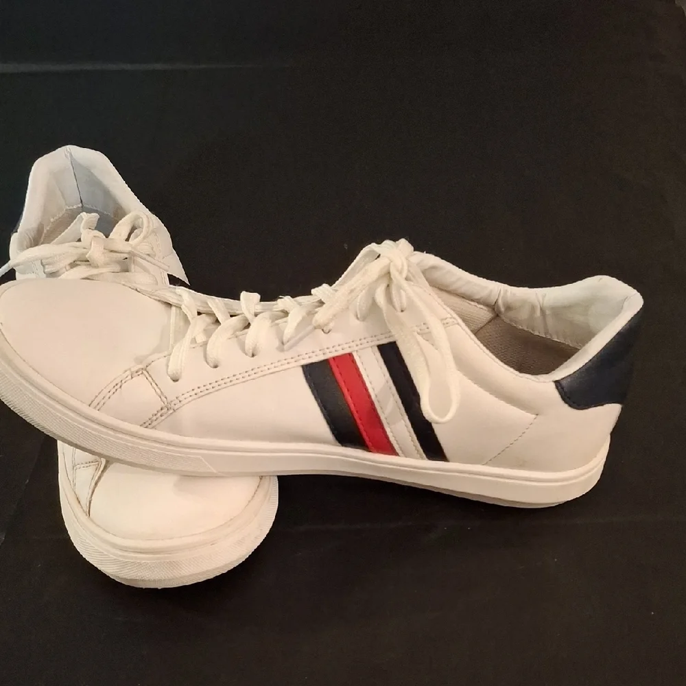 White Sneakers with Multi Color  Stripes